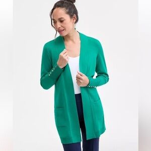 NWT JM Collection Petite Open-Front Button-Cuff Cardigan Sz PP/ 2P/ Small P